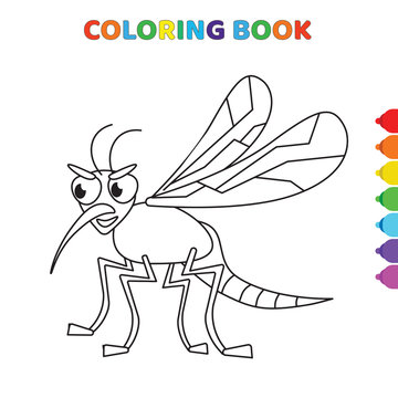 cute cartoon dragonfly with wings coloring book for kids. black and white vector illustration for coloring book. dragonfly with wings concept hand drawn illustration