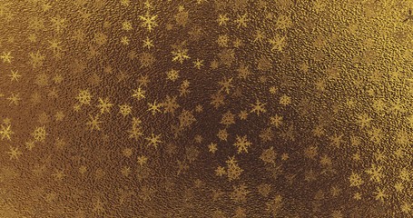 Golden foil with snowflakes texture. New year background. 3d render