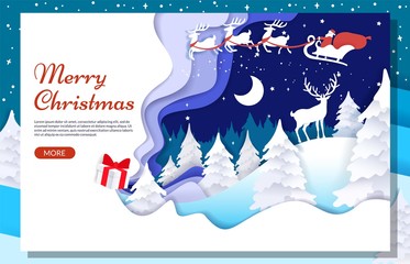 Merry Christmas vector website landing page design template