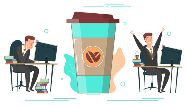 Coffee energy vector concept for web banner, website page