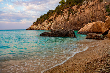 Fototapeta na wymiar Picturesque beach among the rocks of Zakynthos island (Greece)