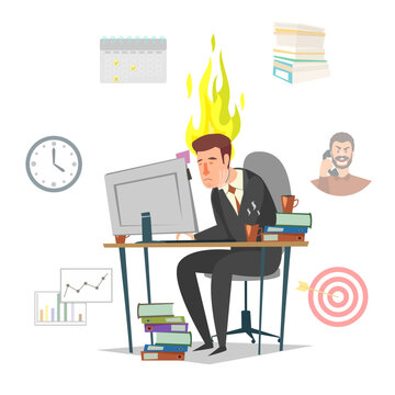 Emotional burnout concept vector flat isolated illustration
