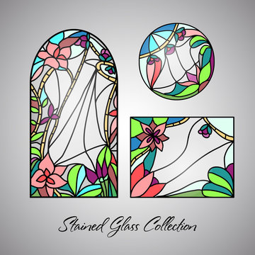Floral bright stained glass decorative pattern colored mosaic