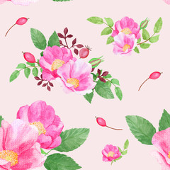 seamless pattern with pink flowers