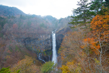 Kegon water Falls from Chuzenji lake in autumm season  at Nikko, Japan.