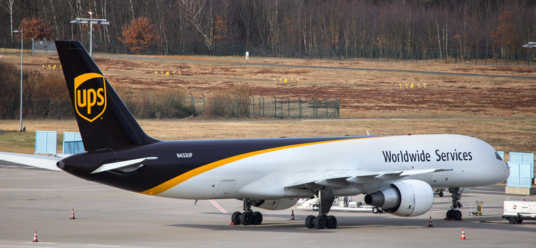 cologne, North Rhine-Westphalia/germany - 09 02 19: ups cargo airplane at cologne bonn airport germany
