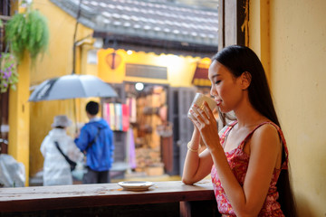 young couple in a cafe