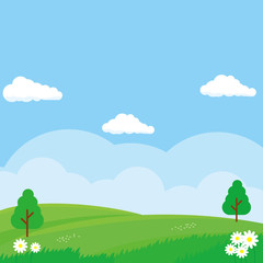 Nature landscape vector illustration. Field cartoon illustration suitable for kids theme background