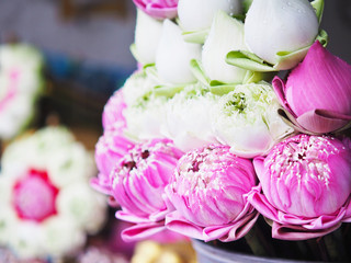 white and pink lotus flower bouquet