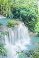 Plakat Huai Mae Khamin Waterfalls in Tropical Rainforest at Kanchanaburi Province, Thailand