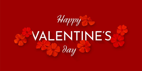 Fototapeta na wymiar Valentine's day horizontal card with flowers