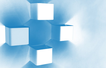 blue squares cubes background