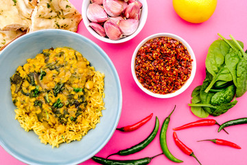 Indian Lentil and Spinach Curry With Rice