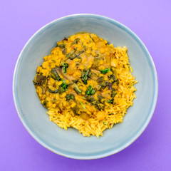 Indian Lentil and Spinach Curry With Rice