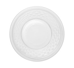Plastic bowl disposable top view (with clipping path) isolated on white background