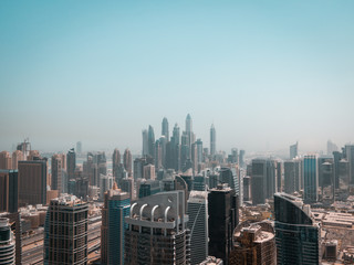 Aerial of the Cityscape of Dubai Marina and Marina Heights