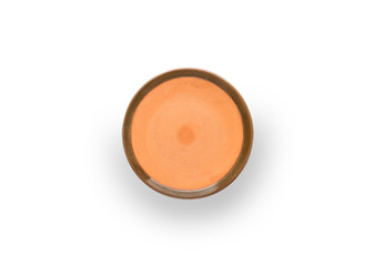 One of ceramic plate with white background. Object for cooking , recipe or kitchen issue.