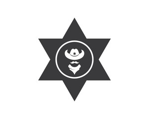 sheriff  badge  hat logo icon illustration vector design