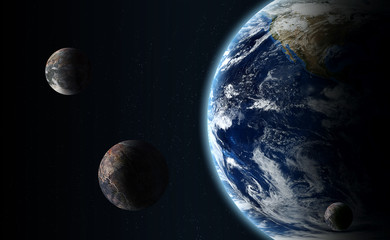 Earth with planet on space background. Solar system planet. Abstract wallpaper. Earth image...