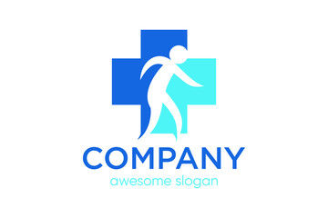 cross health sign with people concept, medical logo template, healthcare icon vector