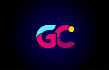 pink blue alphabet letter GC G C combination for company logo