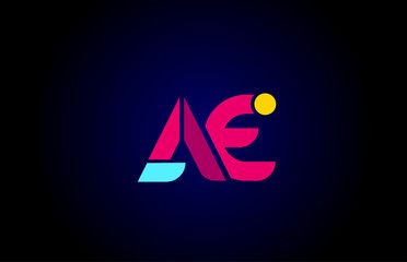 pink blue alphabet letter AE A E combination for company logo