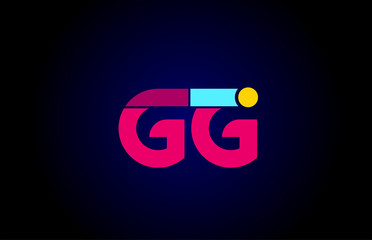 pink blue alphabet letter GG G G combination for company logo