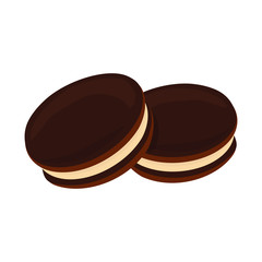 Cookie vector clip-art, isolated cartoon style cookie with filling.