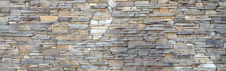 Modern pattern of flatten stone wall decorative surfaces in brown color