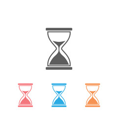 Illustration of hourglass icon set on white background.