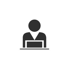 Man laptop vector icon on white illustration