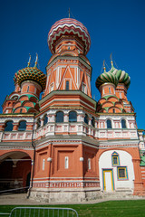 Fototapeta na wymiar St. Basil's Cathedral in Moscow was built in 1555-1561 in honor of the victory over the Kazan Khanate. Initially, the temple consisted of 8 pillar-shaped churches surrounding the Intercession Church. 