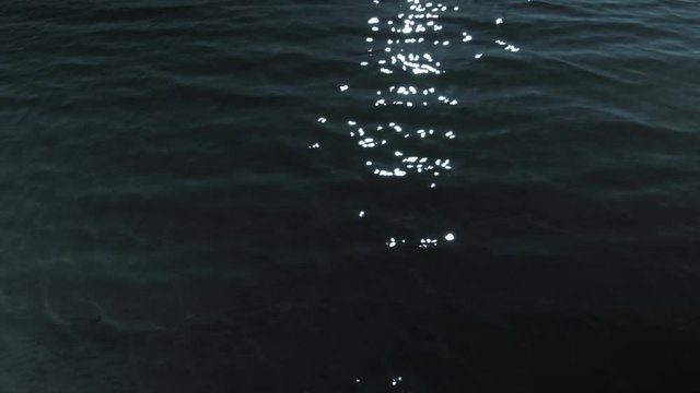 Closeup of a moonlit path on the water surface of a river. Recorded in Raw on Blackmagic camera.