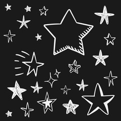 Obraz premium Stars doodle set. Hand drawn star sketch illustrations. Vector collection
