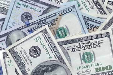 Abstract textured backdrop many hundred dollar bills