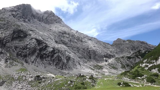 Swivel on the rough high mountains of the Masif of the Zugspitze in Bavaria