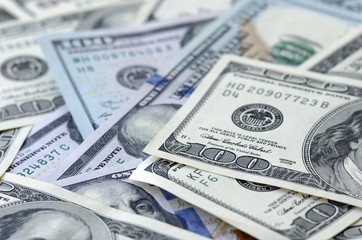 Abstract textured backdrop many hundred dollar bills