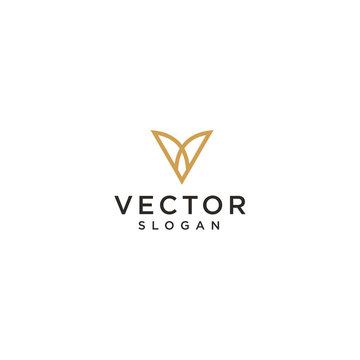 initial V logo template. Leaf and business. Vector