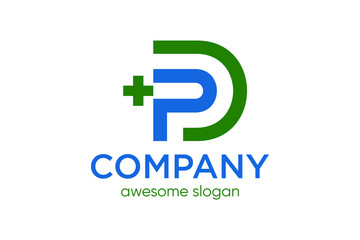 letter P and D abstract with health logo concept ready to use
