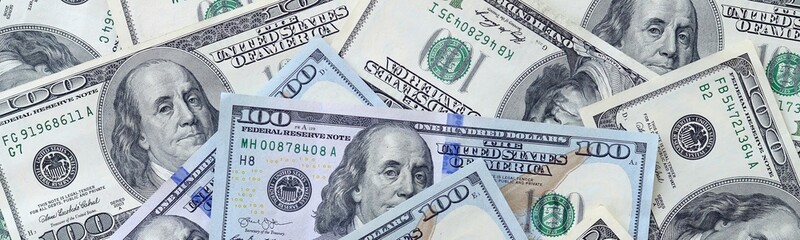 Many hundred dollar bills