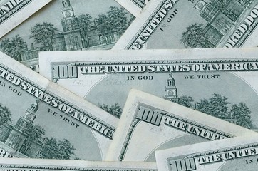 Many hundred dollar bills