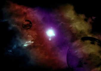 galaxy in a free space. 3D rendering
