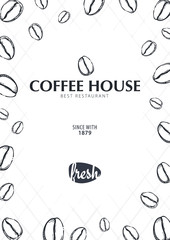 Coffee Sketch banner with coffee beans and leaves for poster or another template design.