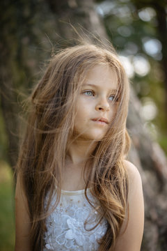 Lovely girl in windy day