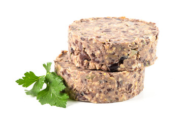 Raw veggie burger with black beans