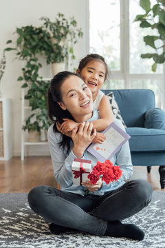 Mother receive gifts during mother's day