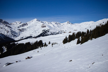 view of Mayrhofen ski resort in winter time, Austria