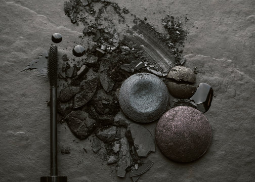 Close up of crumbled eyeshadows