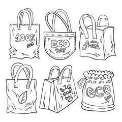 Doodle eco bag made of fabric and paper.