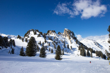Fototapeta na wymiar view of Mayrhofen ski resort in winter time, Austria